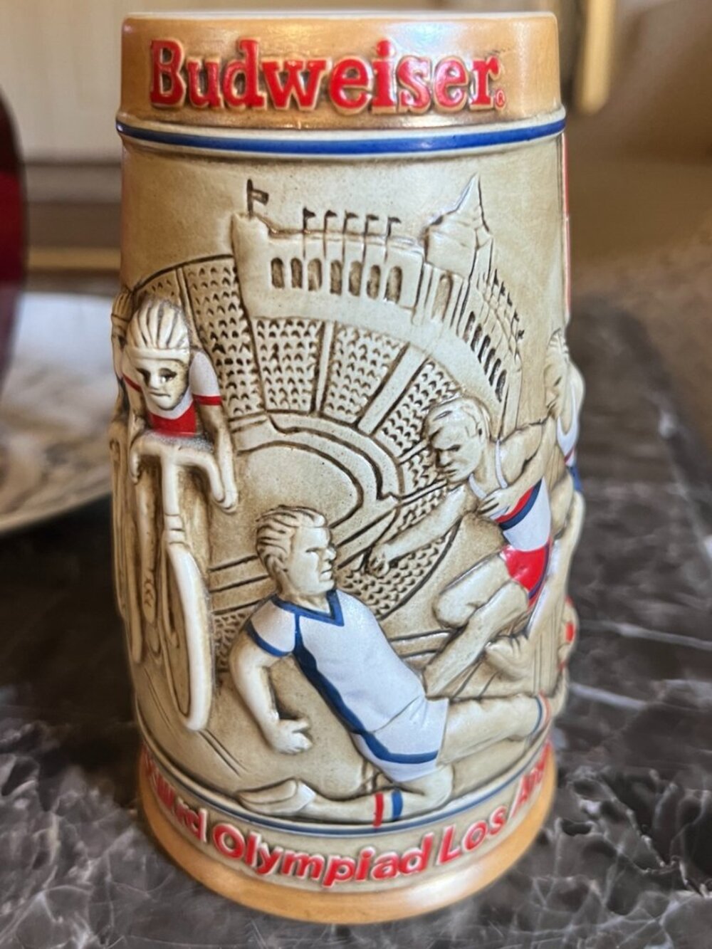Budweiser 1984 Los Angeles Olympics Beer Stein Vintage Mug Ceramarte